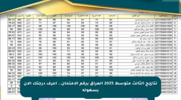 نتائج الثالث متوسط 2025 العراق برقم الامتحان.. اعرف درجتك الآن بسهولة